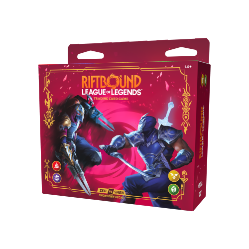 Riftbound Vendetta Shen vs Zed – zestaw 2 gotowych talii, 2 boostery i akcesoria. Idealny start do gry dla 2 osób w League of Legends TCG.