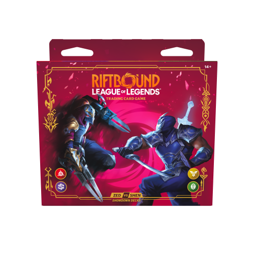 Riftbound Vendetta Shen vs Zed – zestaw 2 gotowych talii, 2 boostery i akcesoria. Idealny start do gry dla 2 osób w League of Legends TCG.